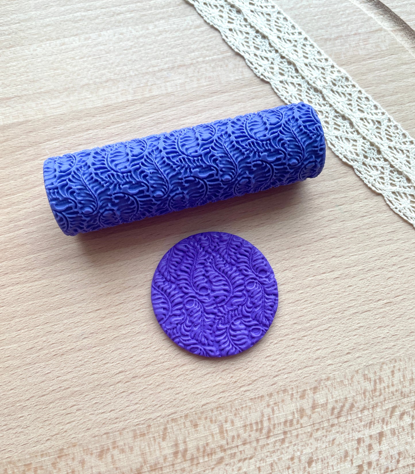 Fern texture roller, Pattern roller for polymer clay