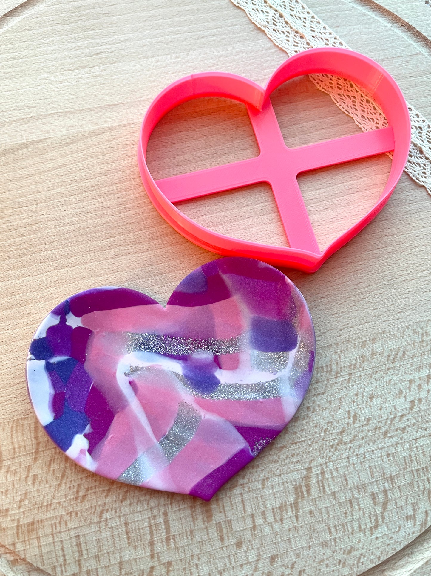 Heart trinket dish clay cutter, Trinket dish clay cutter