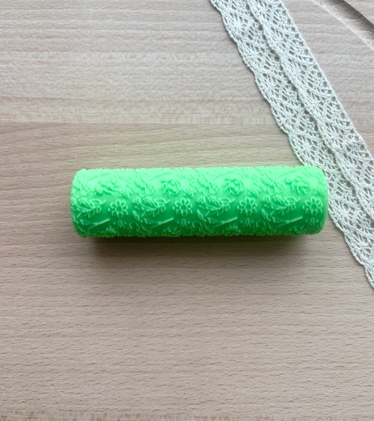 Ladybugs and flowers texture roller, Pattern roller for polymer clay