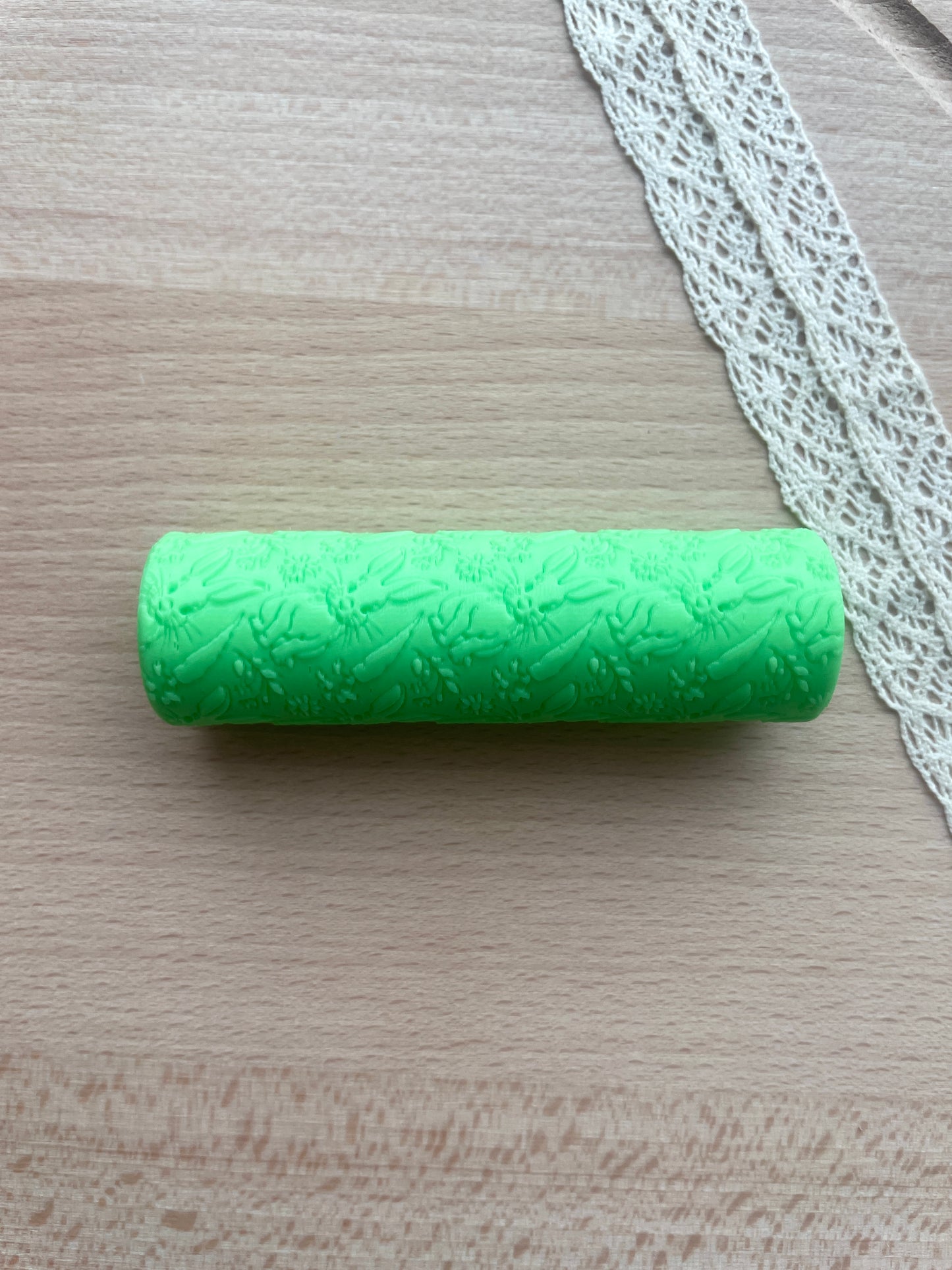 Easter bunnies and carrots texture roller, Pattern roller for polymer clay