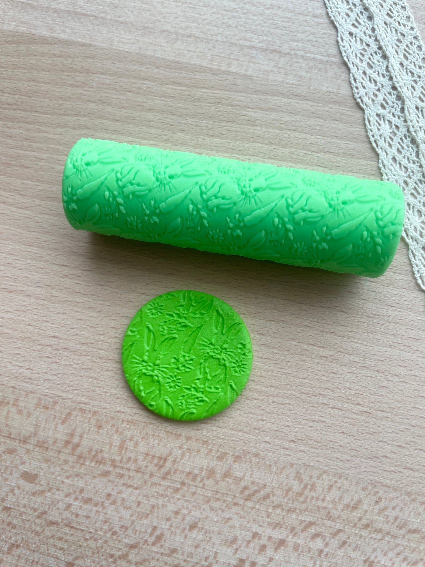 Easter bunnies and carrots texture roller, Pattern roller for polymer clay
