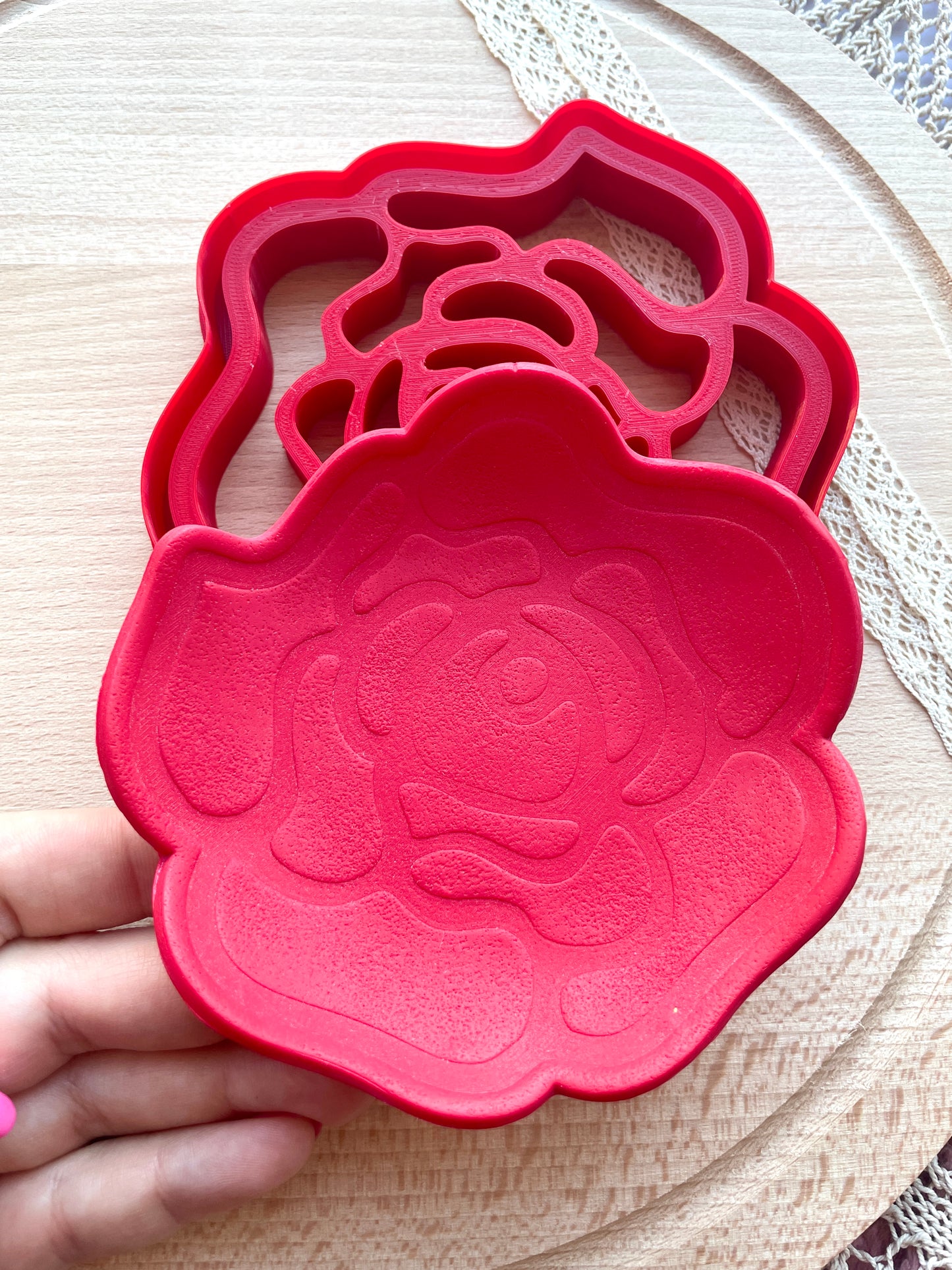 Rose trinket dish clay cutter, Polymer clay cutter