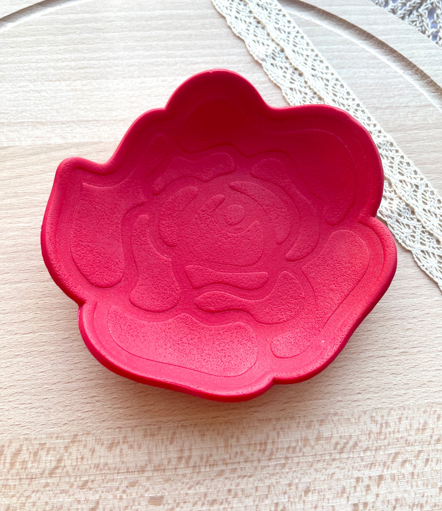 Rose trinket dish clay cutter, Polymer clay cutter
