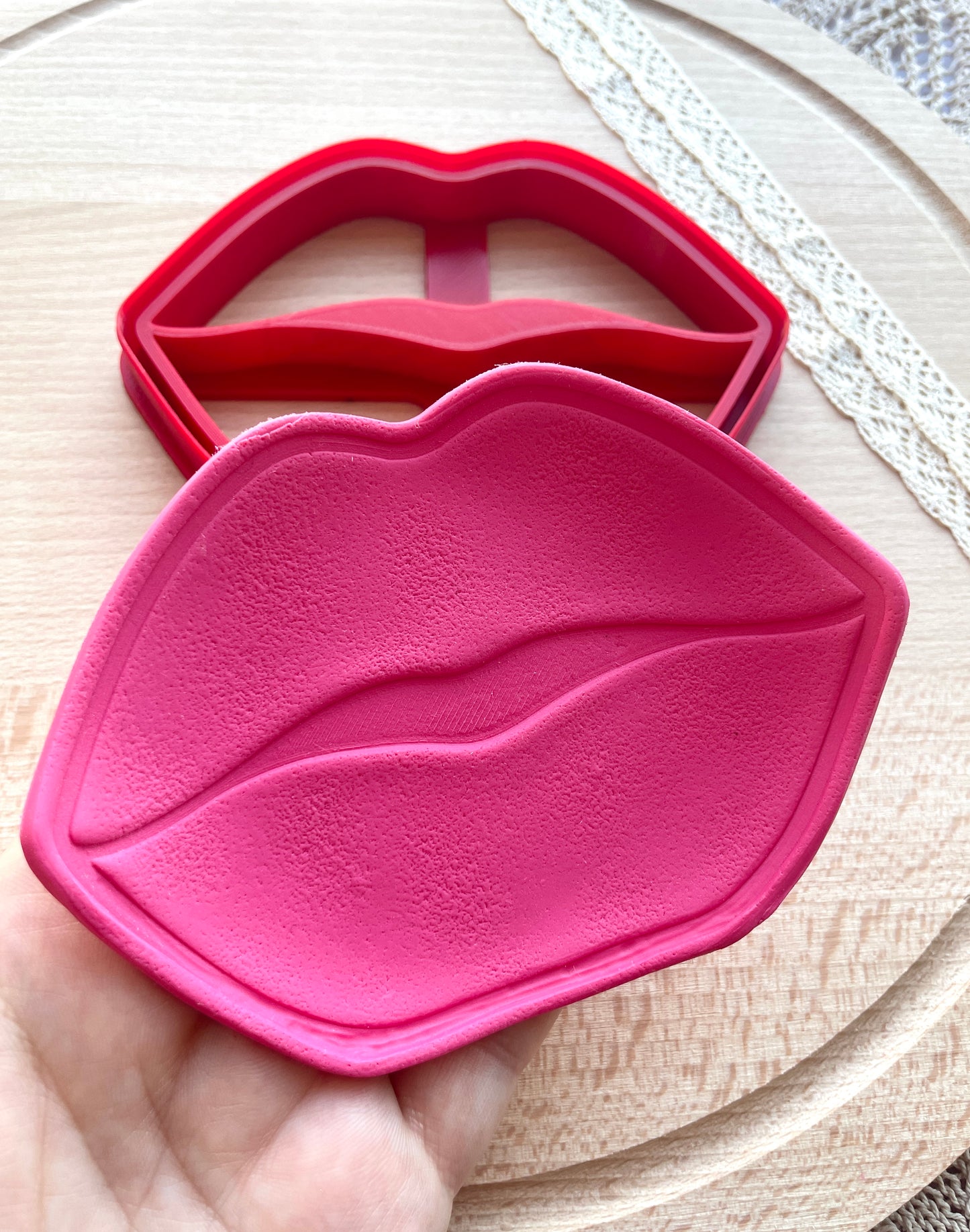 Lips trinket dish clay cutter, Polymer clay cutter