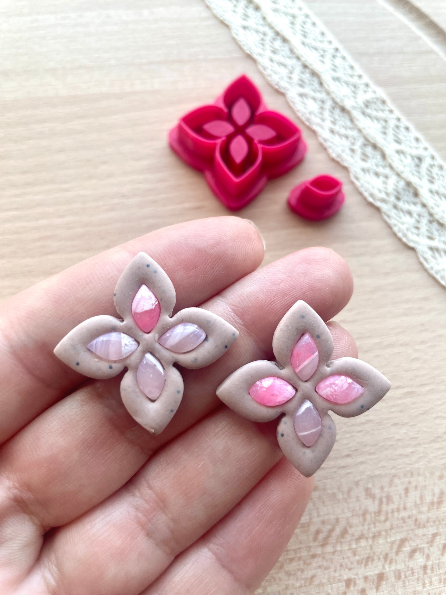 Bezel earring clay cutter, Faux stone clay cutter set