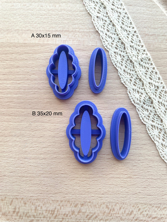 Bezel earring clay cutter, Faux stone clay cutter set