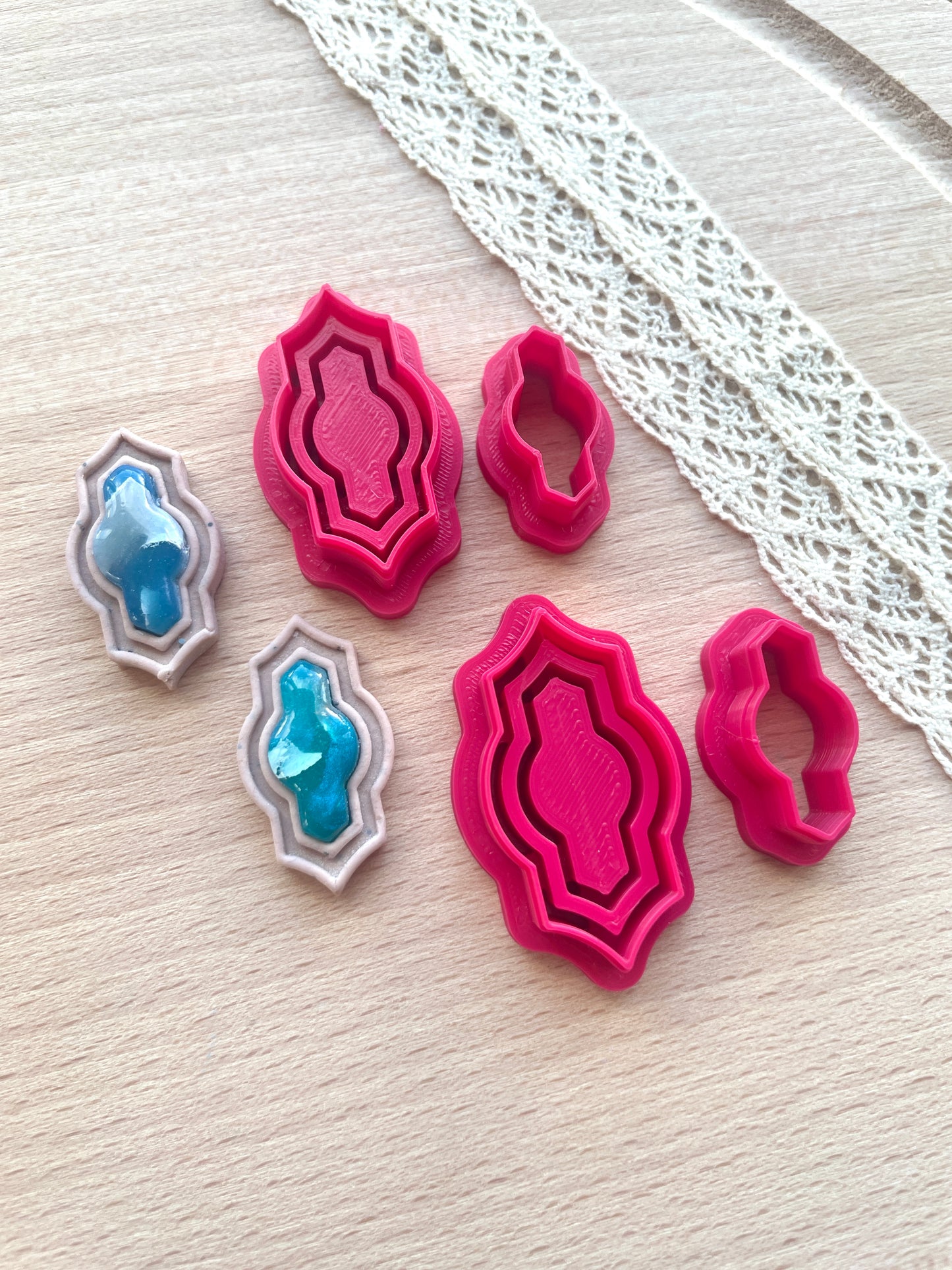 Bezel earring clay cutter, Faux stone clay cutter set