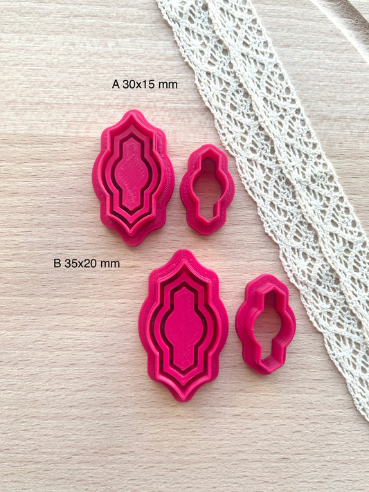 Bezel earring clay cutter, Faux stone clay cutter set