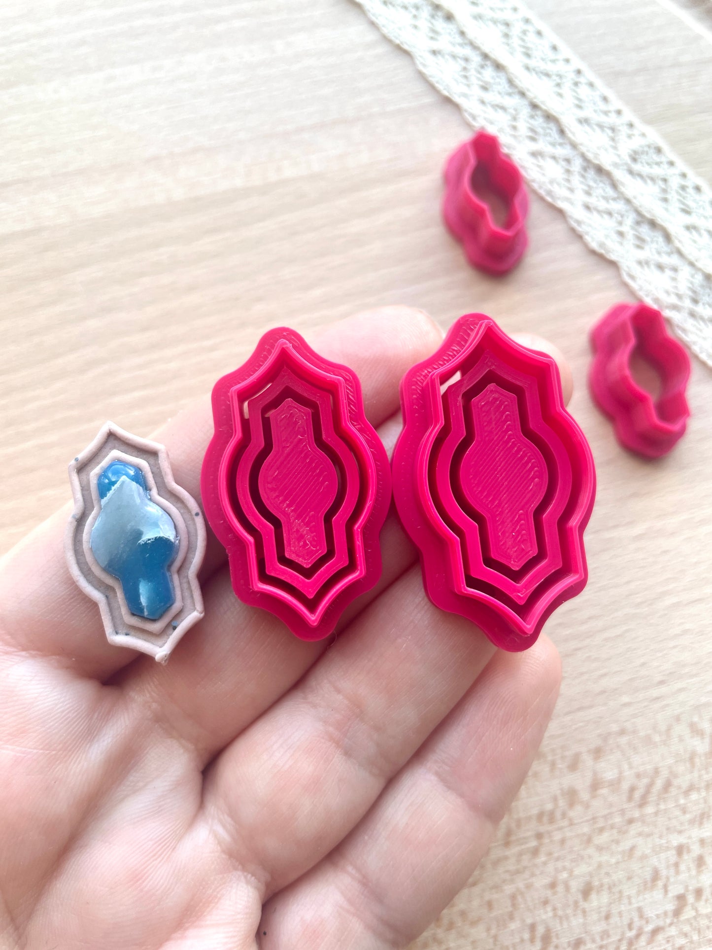 Bezel earring clay cutter, Faux stone clay cutter set