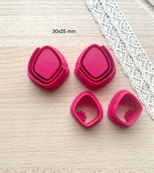 Bezel clay cutter, Faux stone clay cutter set, Mirrored clay cutter set