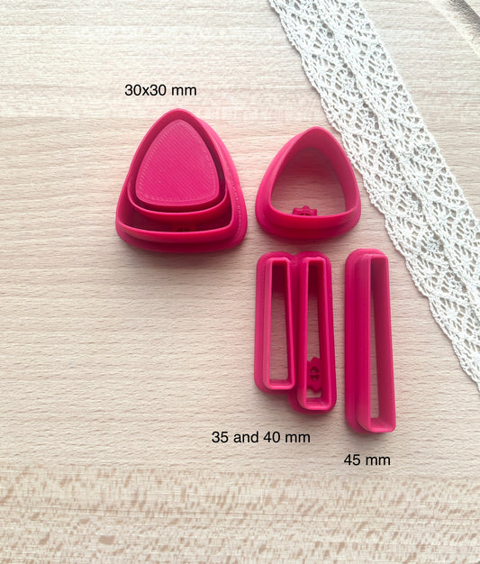 Bezel dangle earring clay cutter, Faux stone clay cutter set