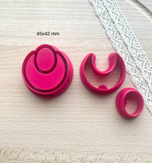Bezel big stud earring clay cutter, Faux stone clay cutter set