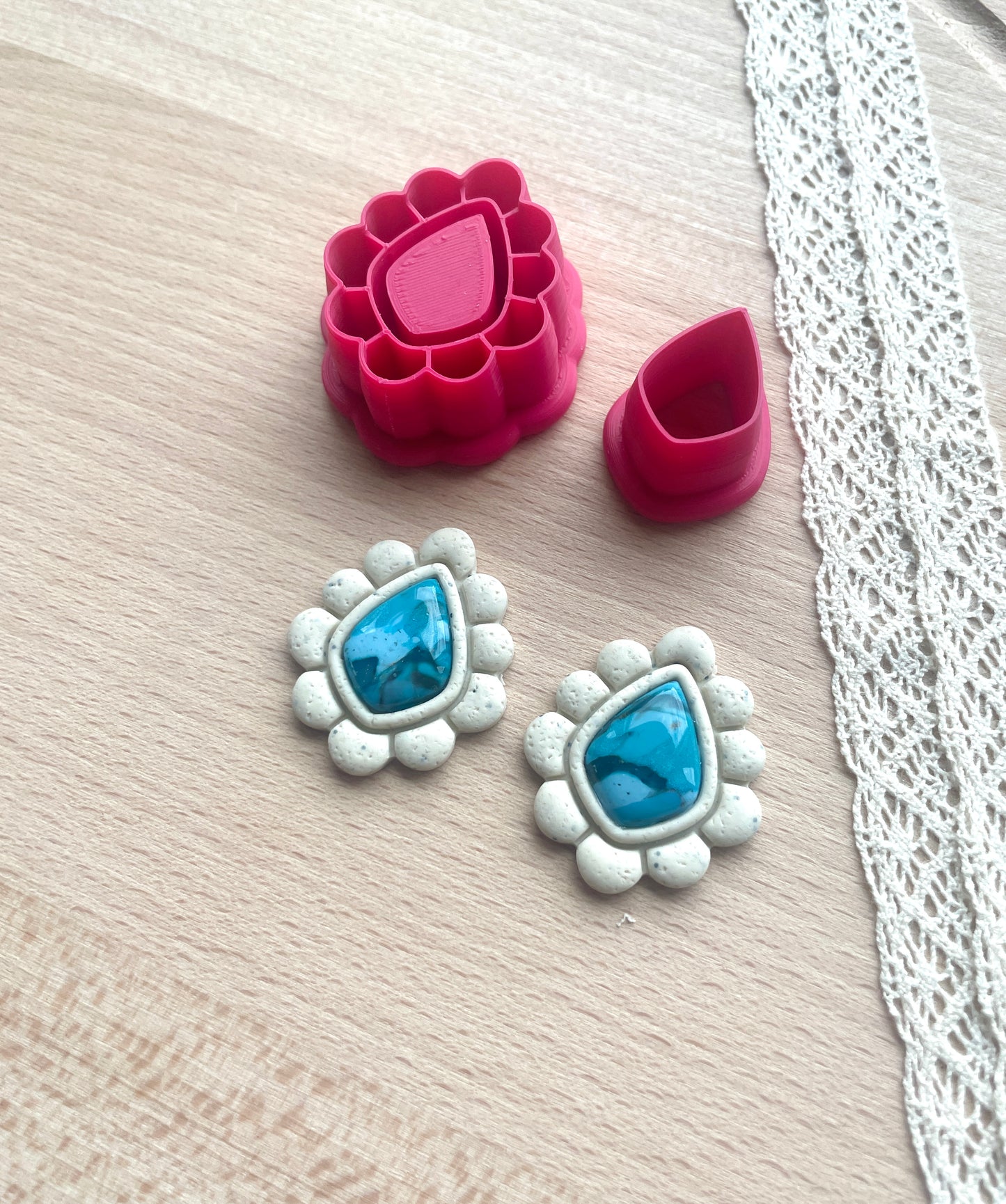 Bezel earring clay cutter, Faux stone clay cutter set