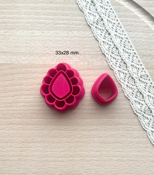 Bezel earring clay cutter, Faux stone clay cutter set