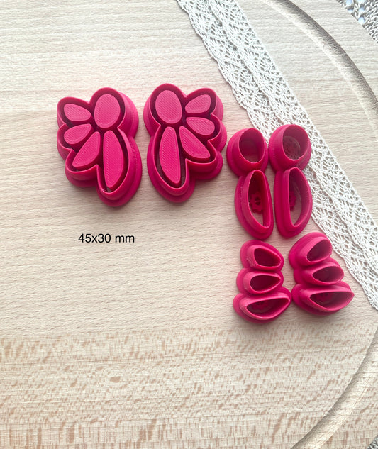 Bezel big stud earring clay cutter, Faux stone clay cutter set, Mirrored clay cutter set