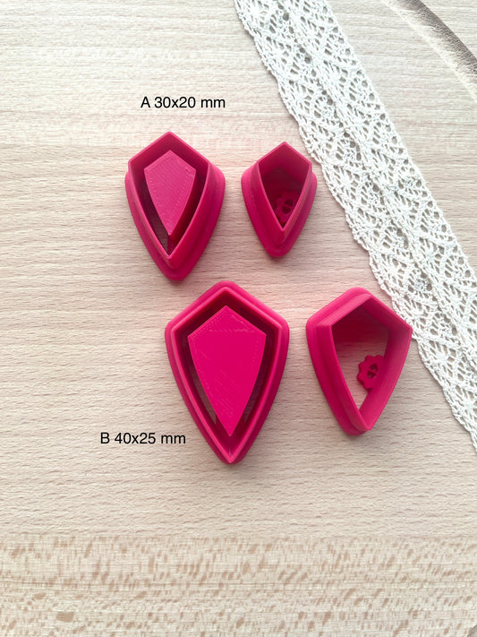 Bezel stud earring clay cutter, Faux stone clay cutter set