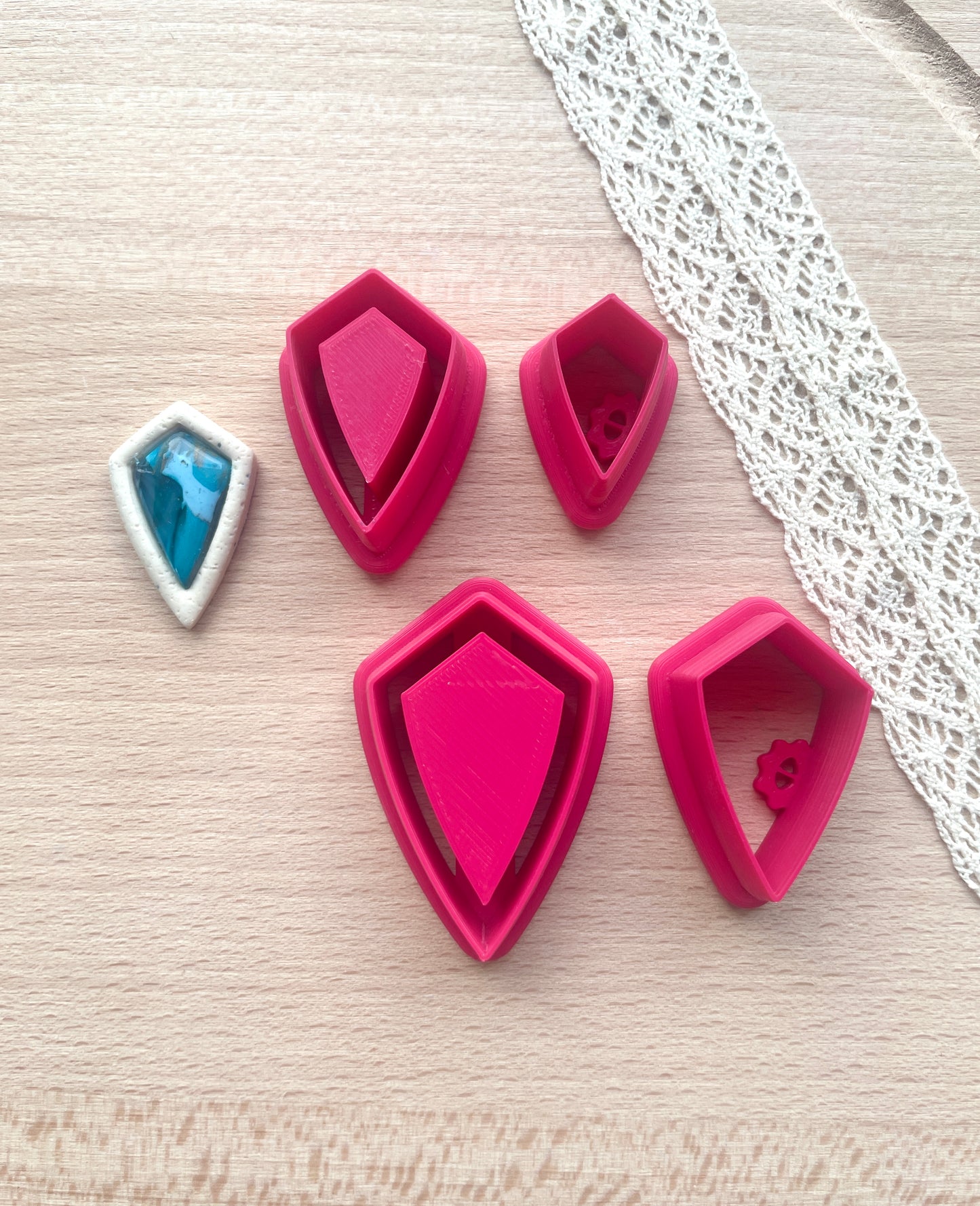 Bezel stud earring clay cutter, Faux stone clay cutter set