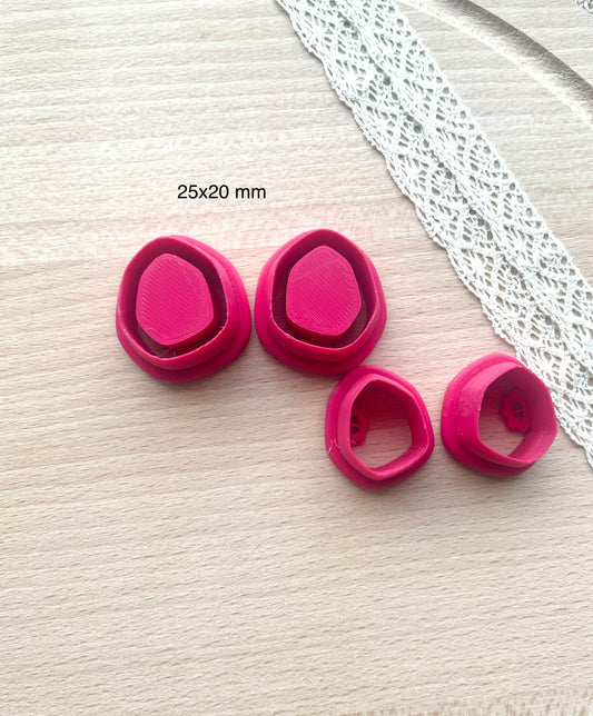 Bezel stud earring clay cutter, Faux stone clay cutter set, Mirrored clay cutter set