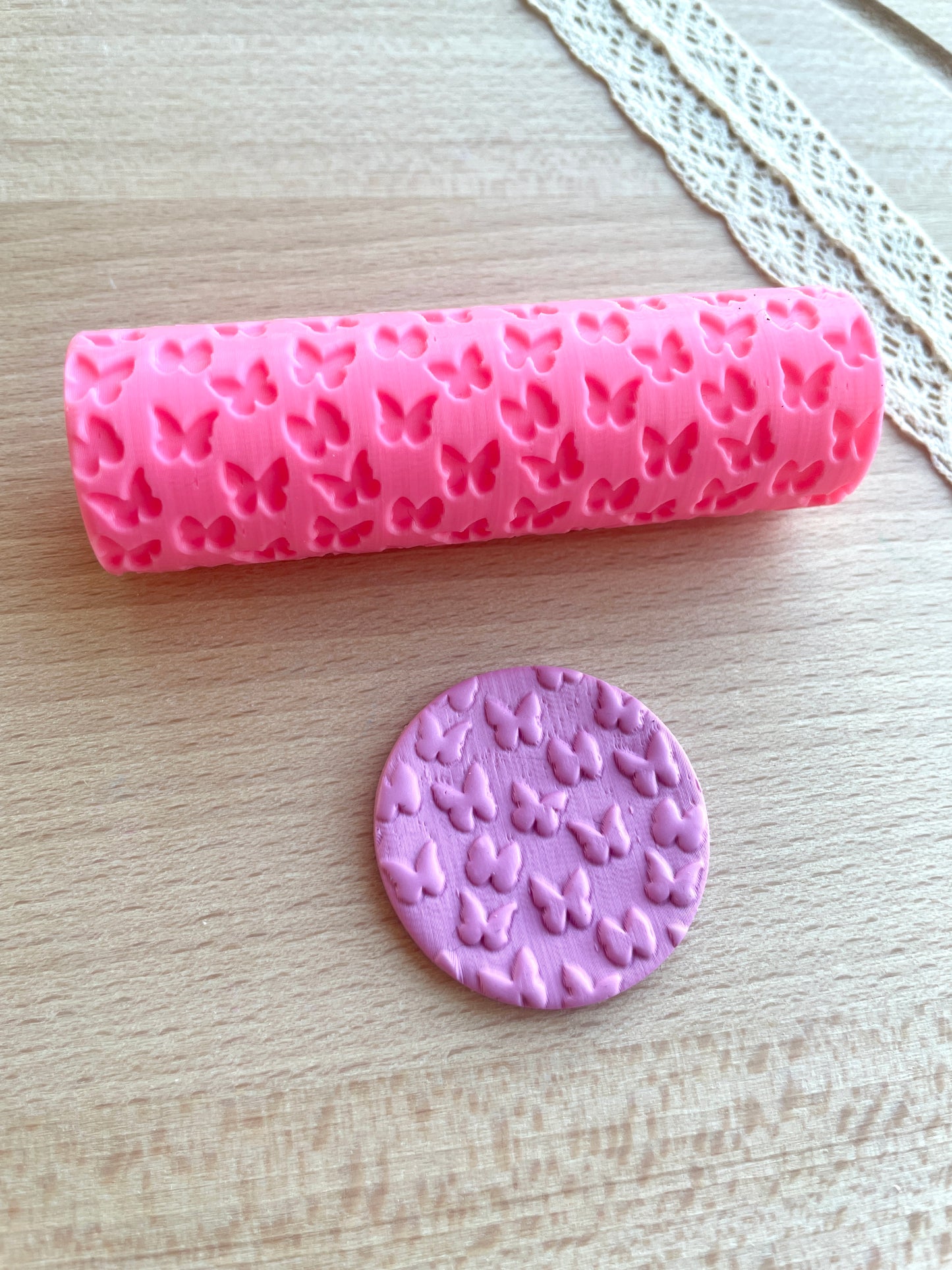 Little butterflies texture roller, Pattern roller for polymer clay