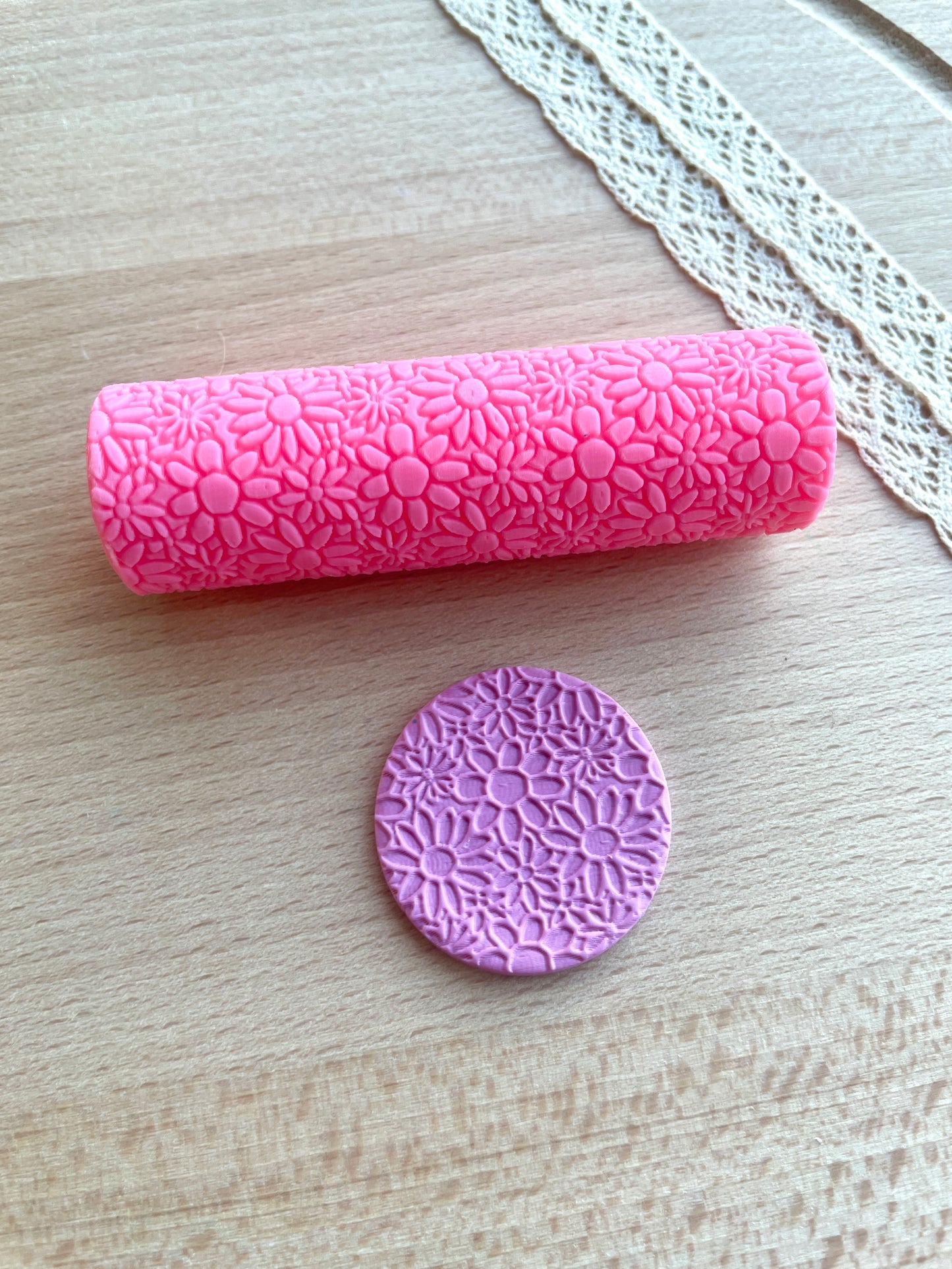 Countryside flower texture roller, Pattern roller for polymer clay