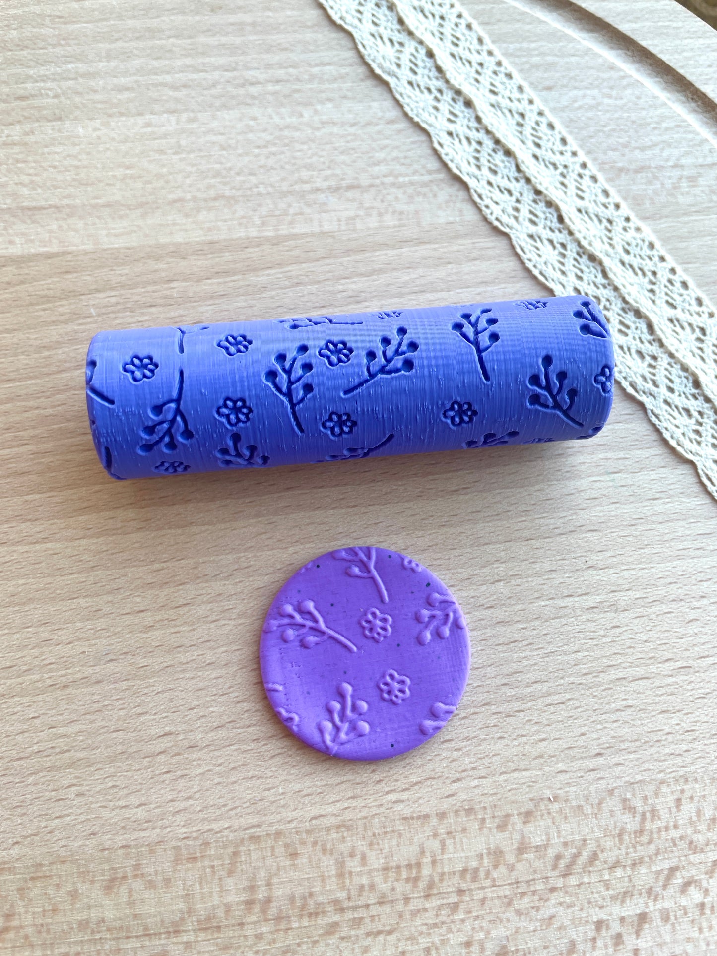 Floral texture roller, Pattern roller for polymer clay
