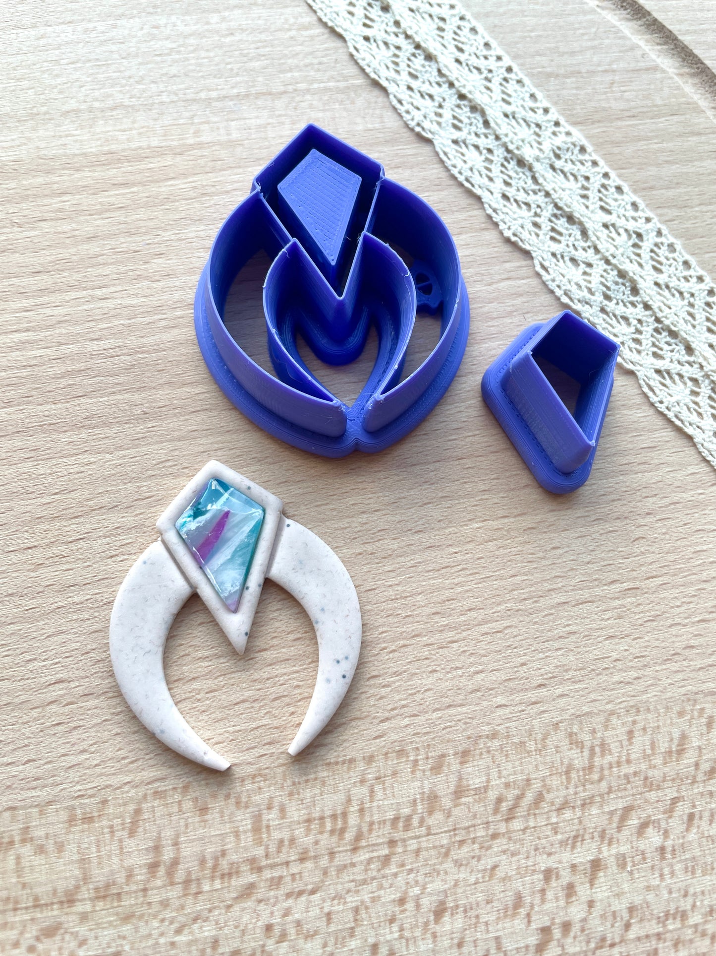 Bezel earring clay cutter, Faux stone clay cutter set