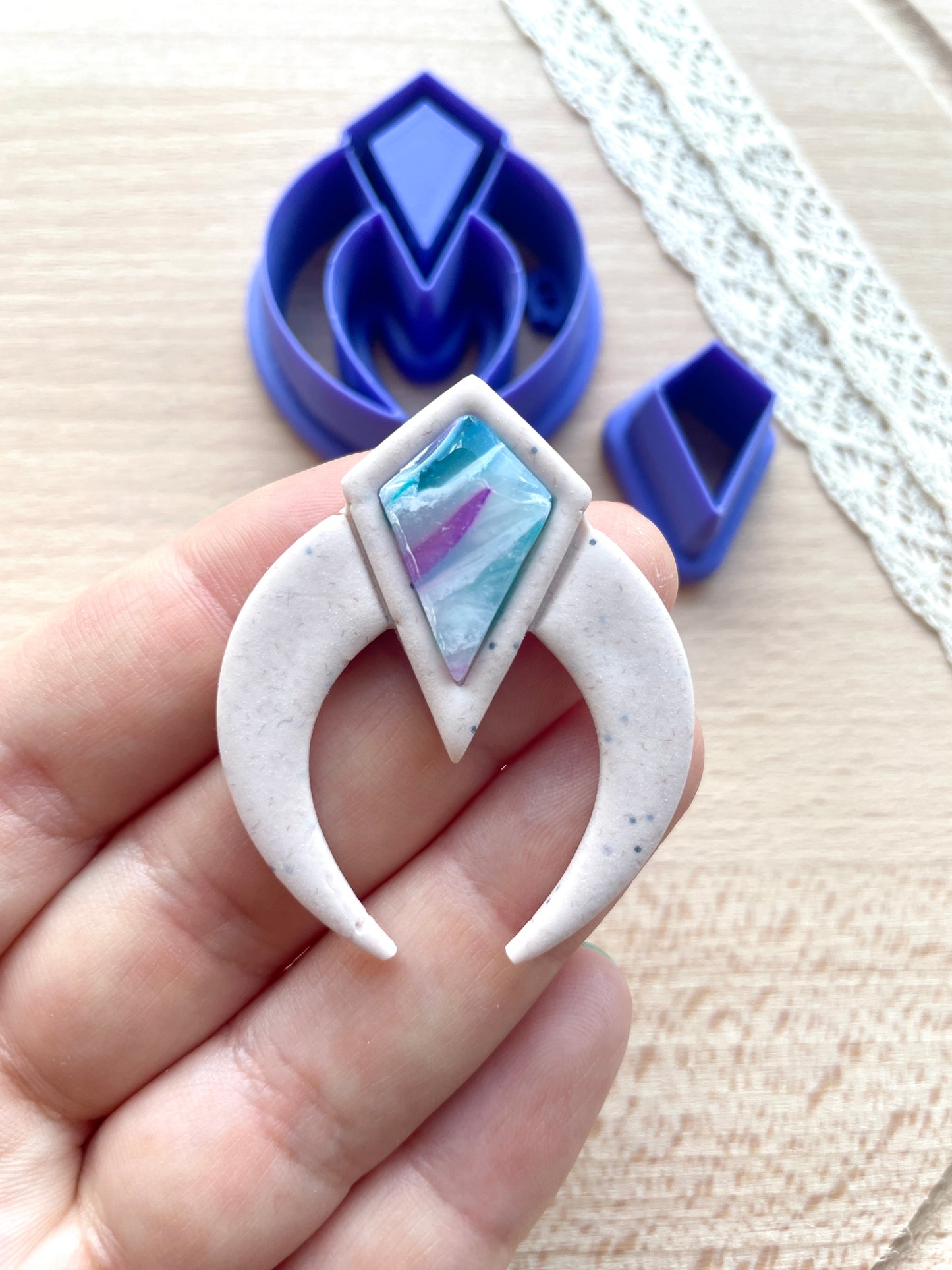 Bezel earring clay cutter, Faux stone clay cutter set
