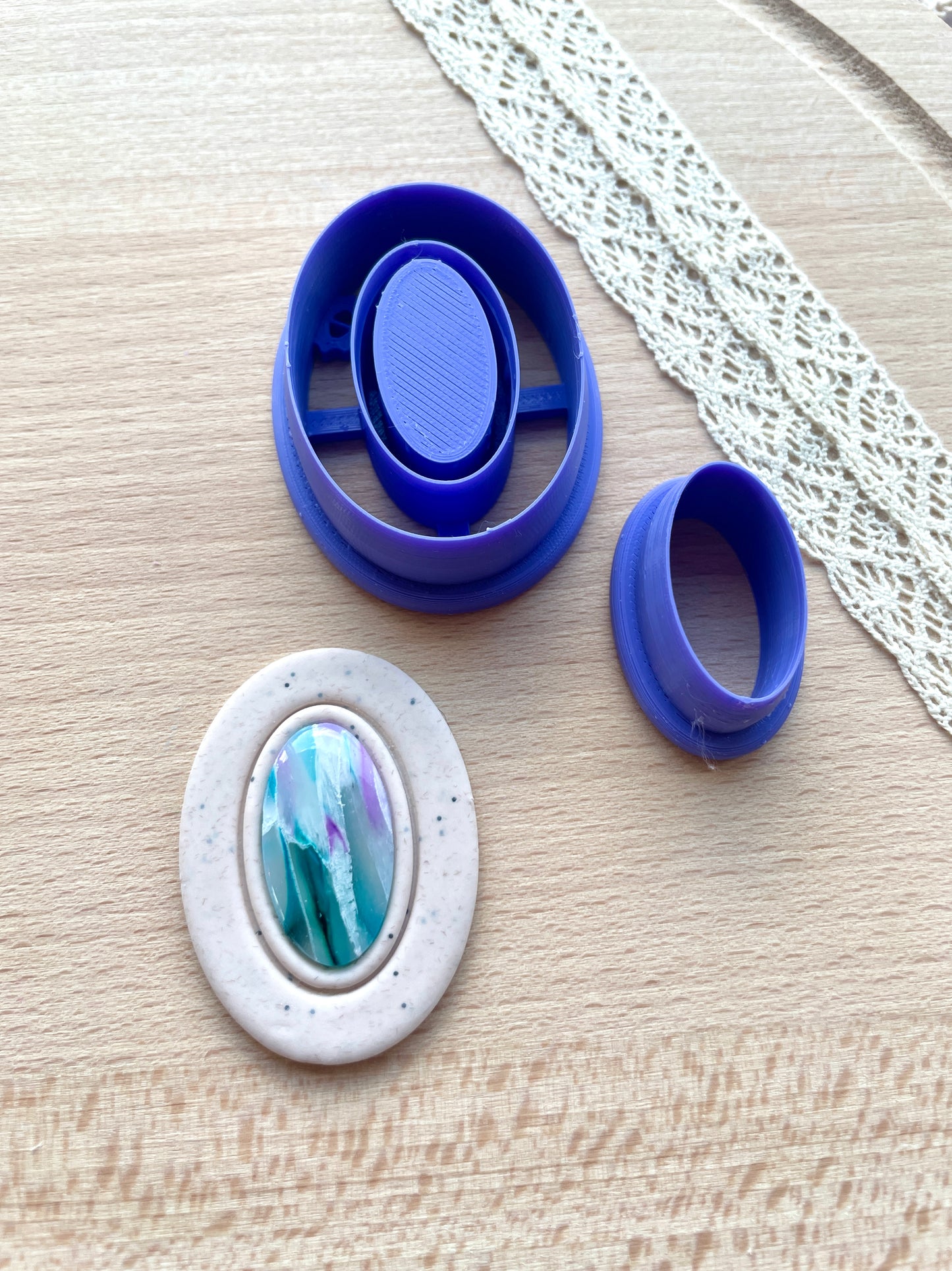Bezel earring clay cutter, Faux stone clay cutter set