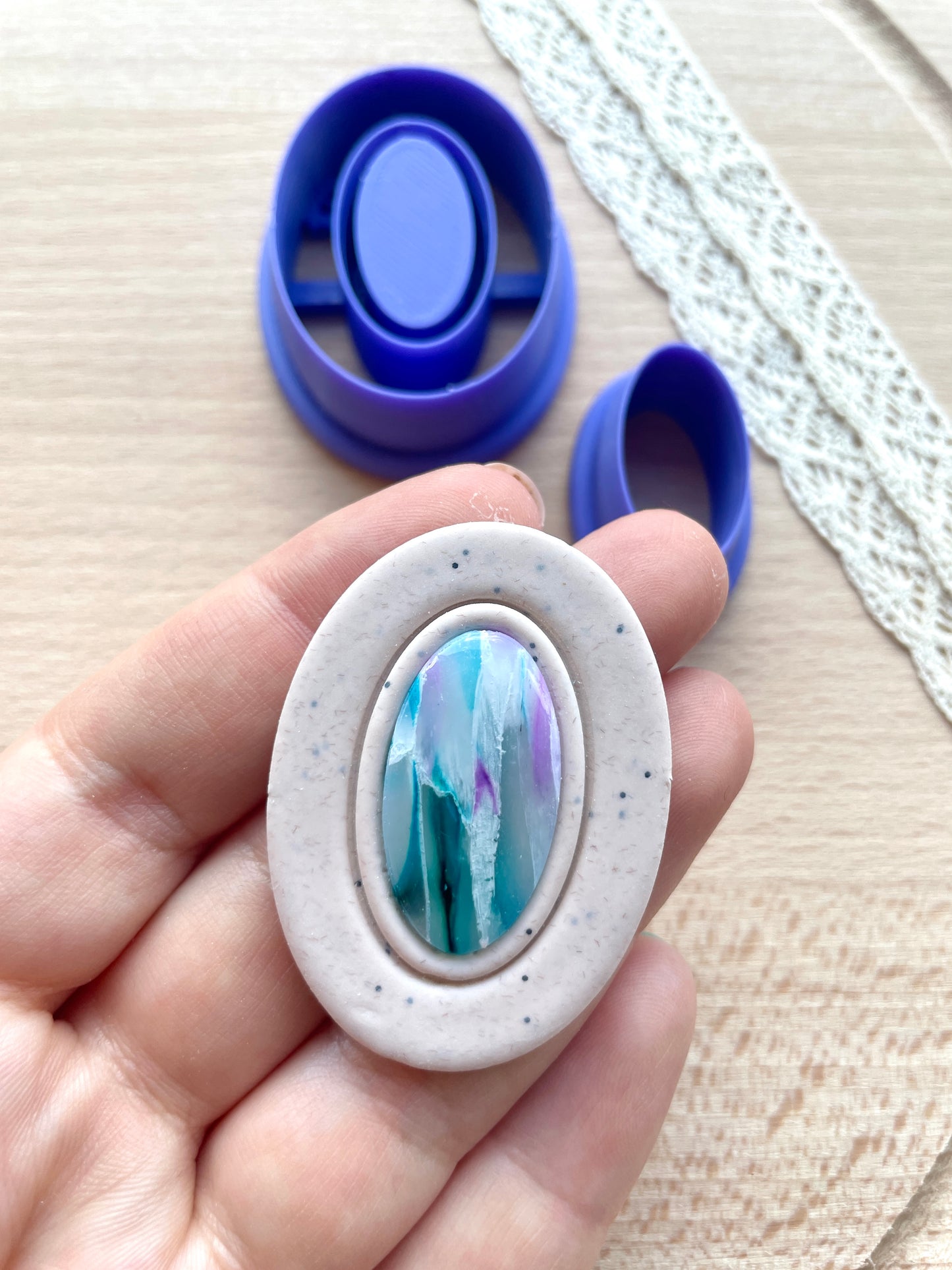Bezel earring clay cutter, Faux stone clay cutter set