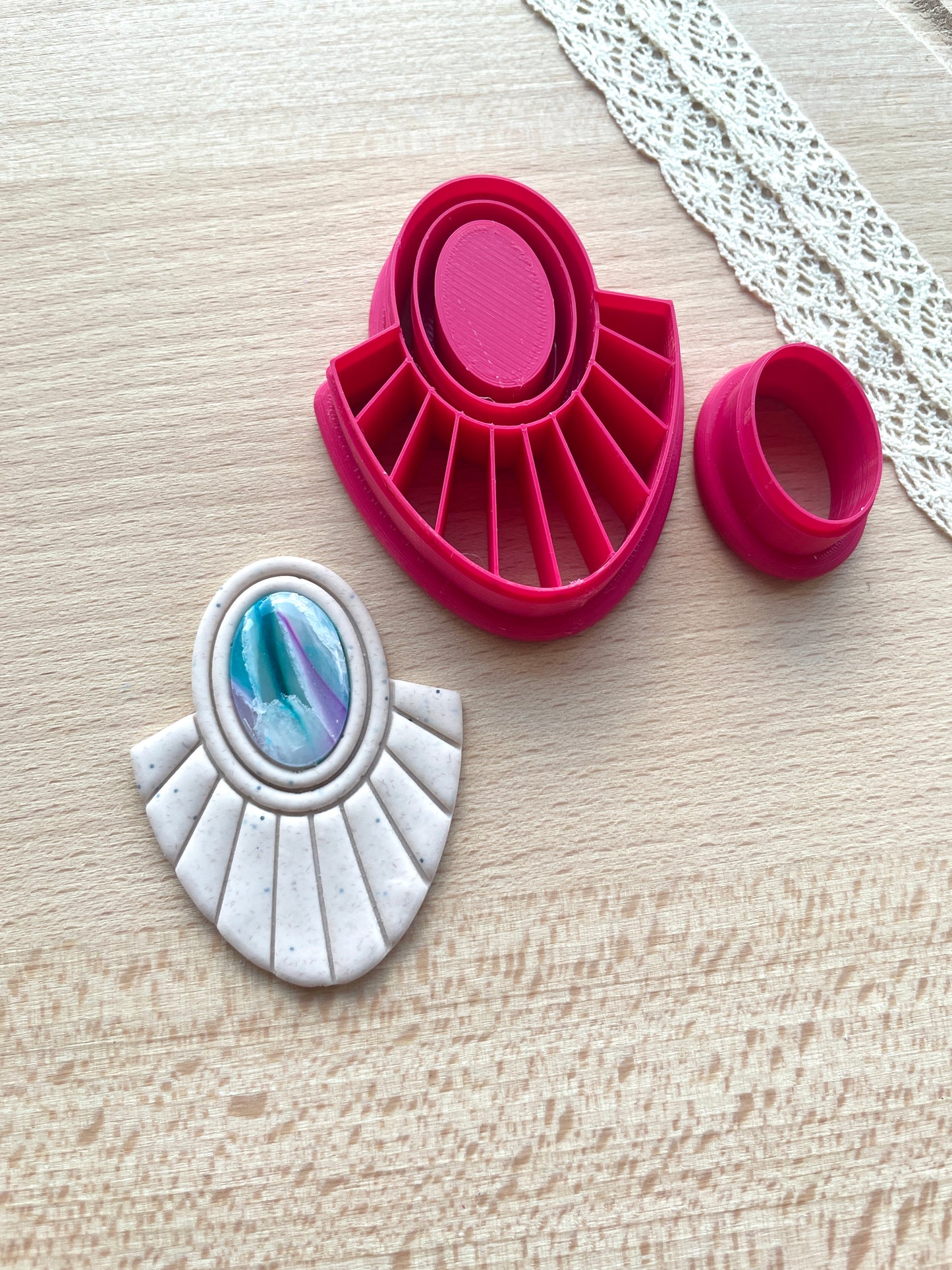 Bezel earring clay cutter, Faux stone clay cutter set