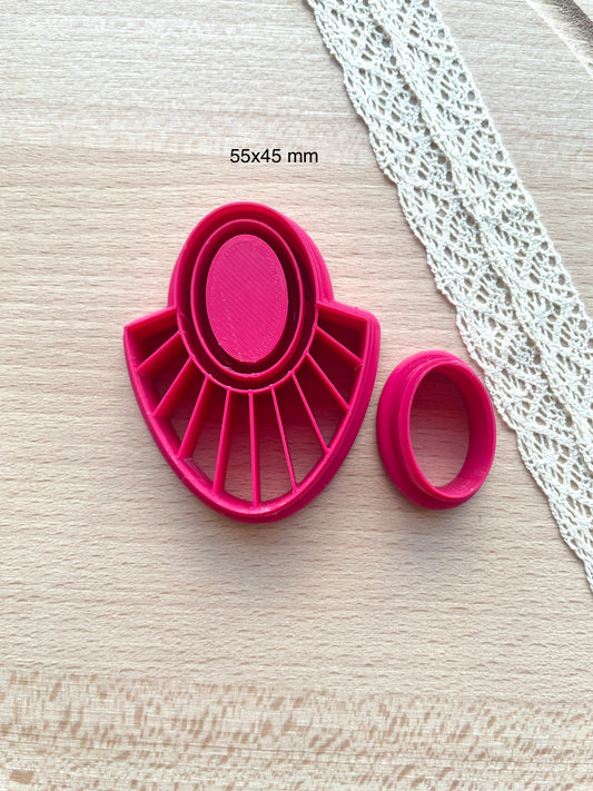 Bezel earring clay cutter, Faux stone clay cutter set