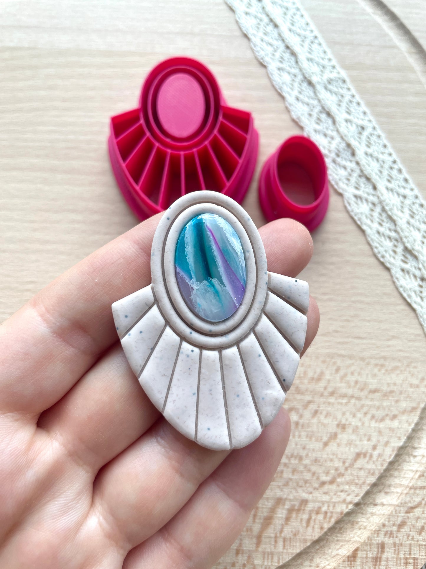 Bezel earring clay cutter, Faux stone clay cutter set