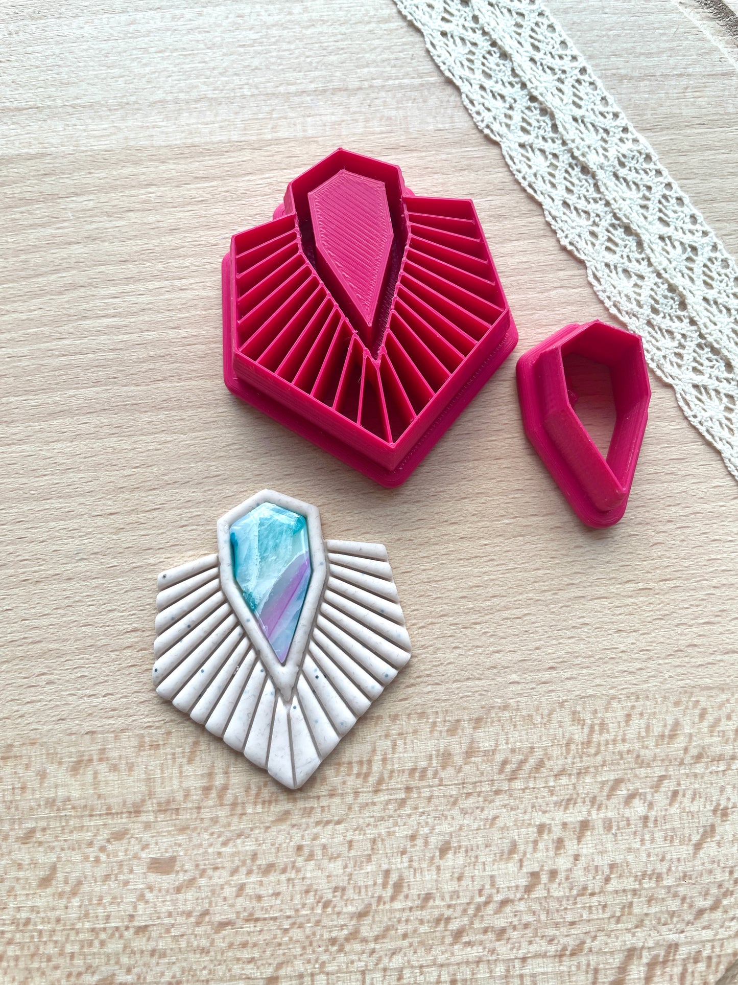 Bezel earring clay cutter, Faux stone clay cutter set