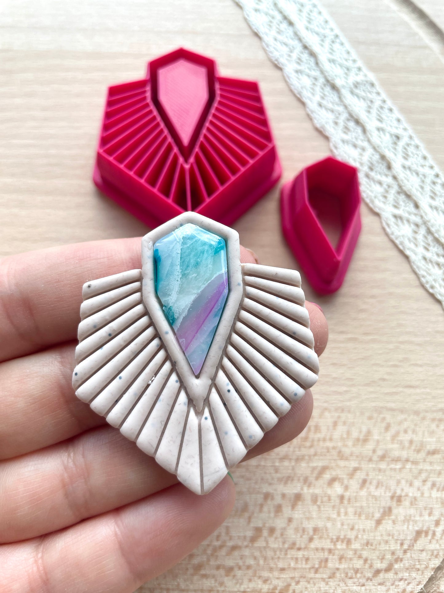 Bezel earring clay cutter, Faux stone clay cutter set