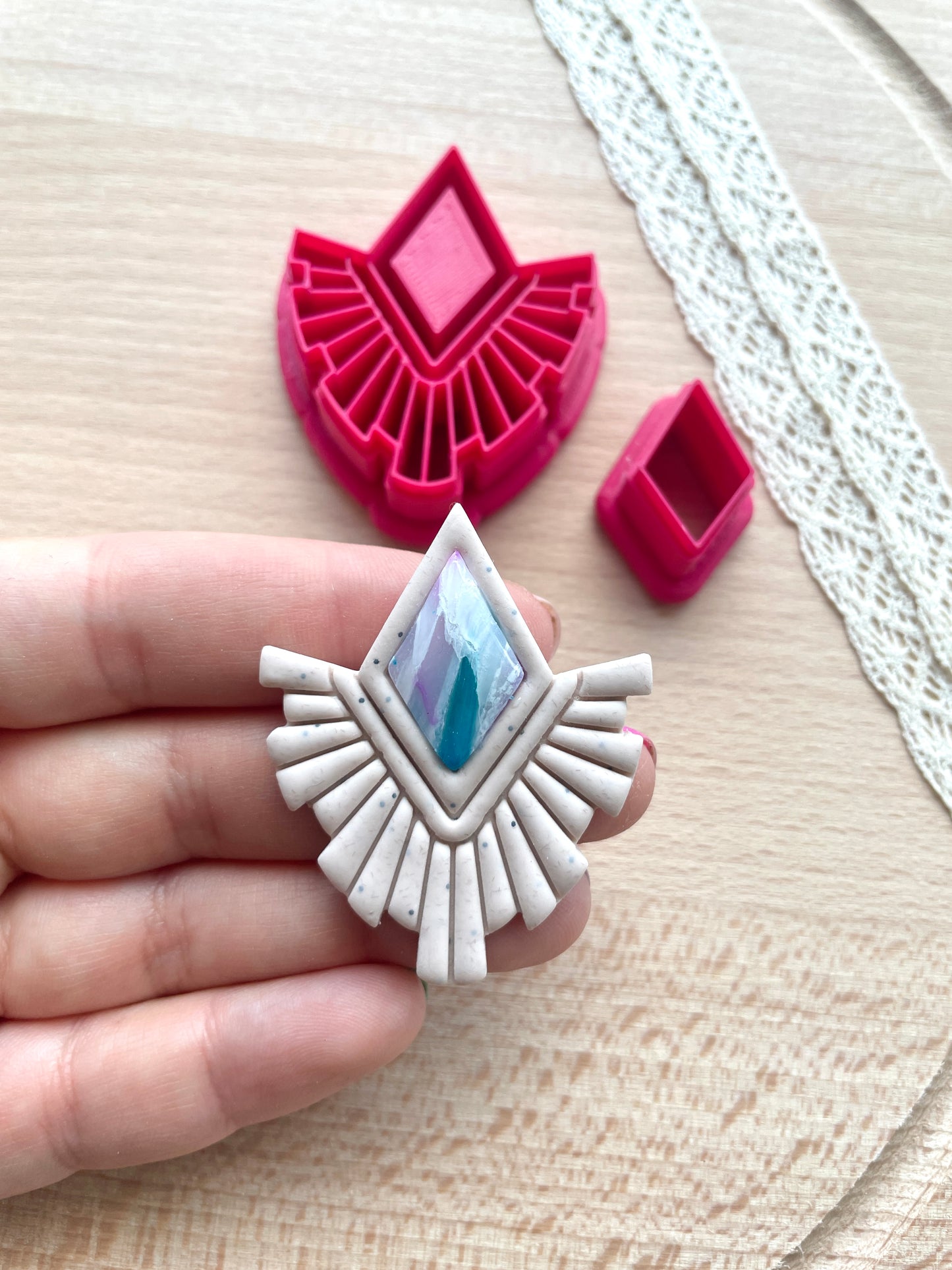 Bezel earring clay cutter, Faux stone clay cutter set