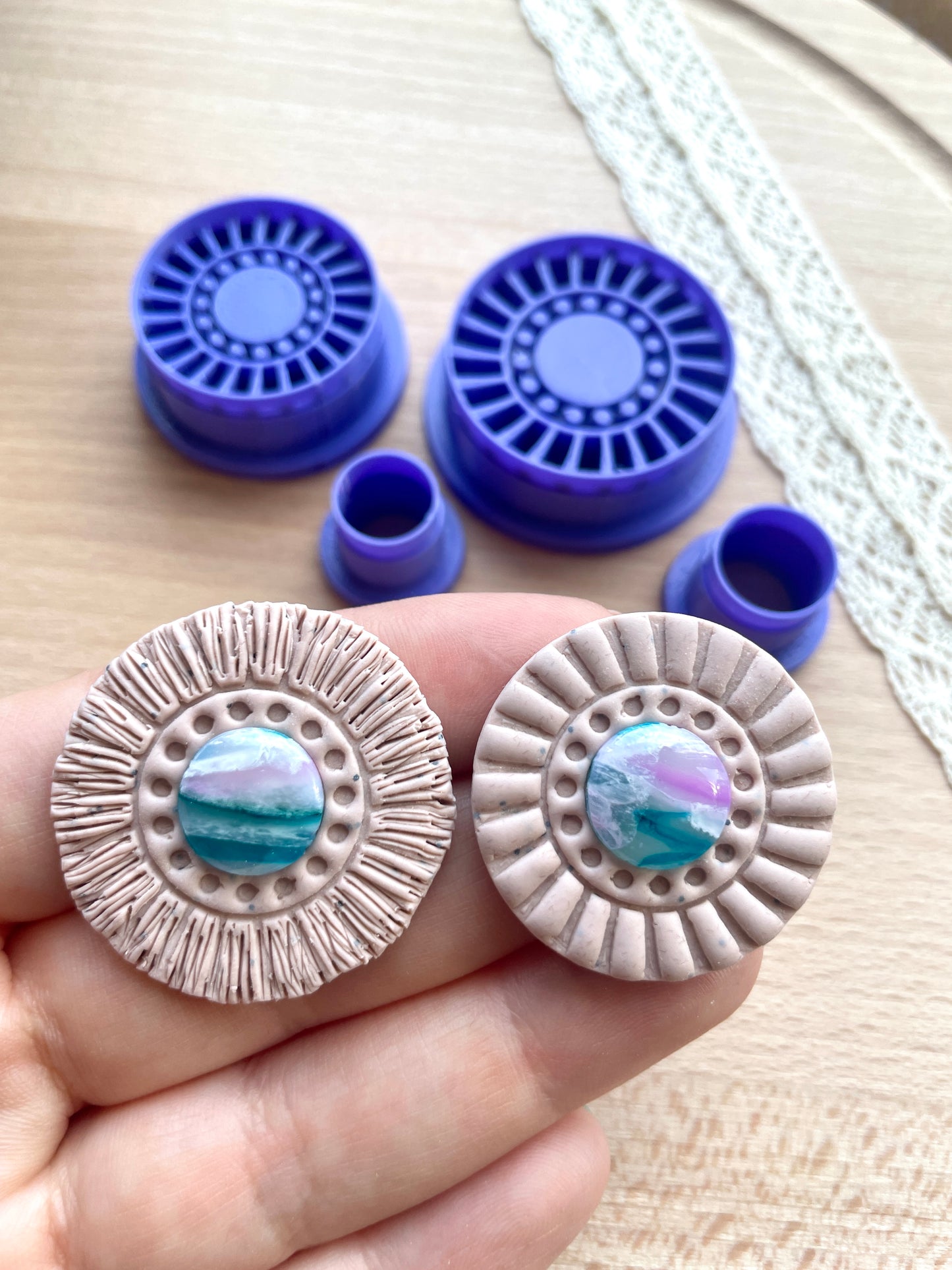Bezel earring clay cutter, Macrame Bezel earring clay cutter, Faux stone clay cutter set