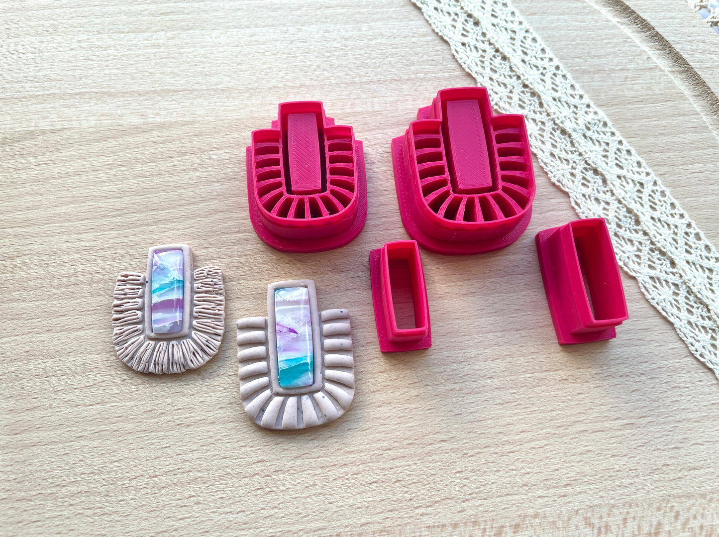 Bezel earring clay cutter, Macrame Bezel earring clay cutter, Faux stone clay cutter set