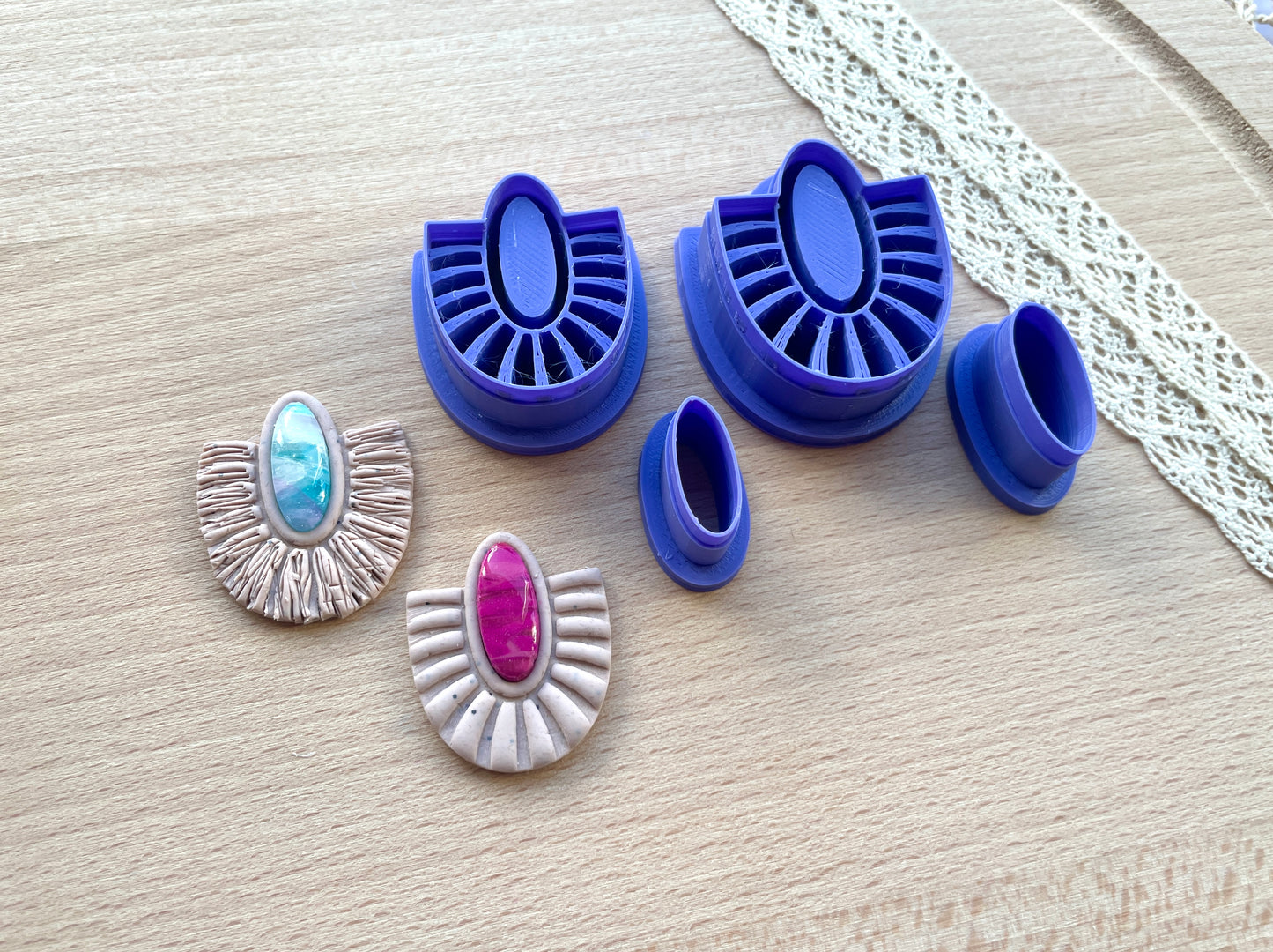 Bezel earring clay cutter, Macrame Bezel earring clay cutter, Faux stone clay cutter set