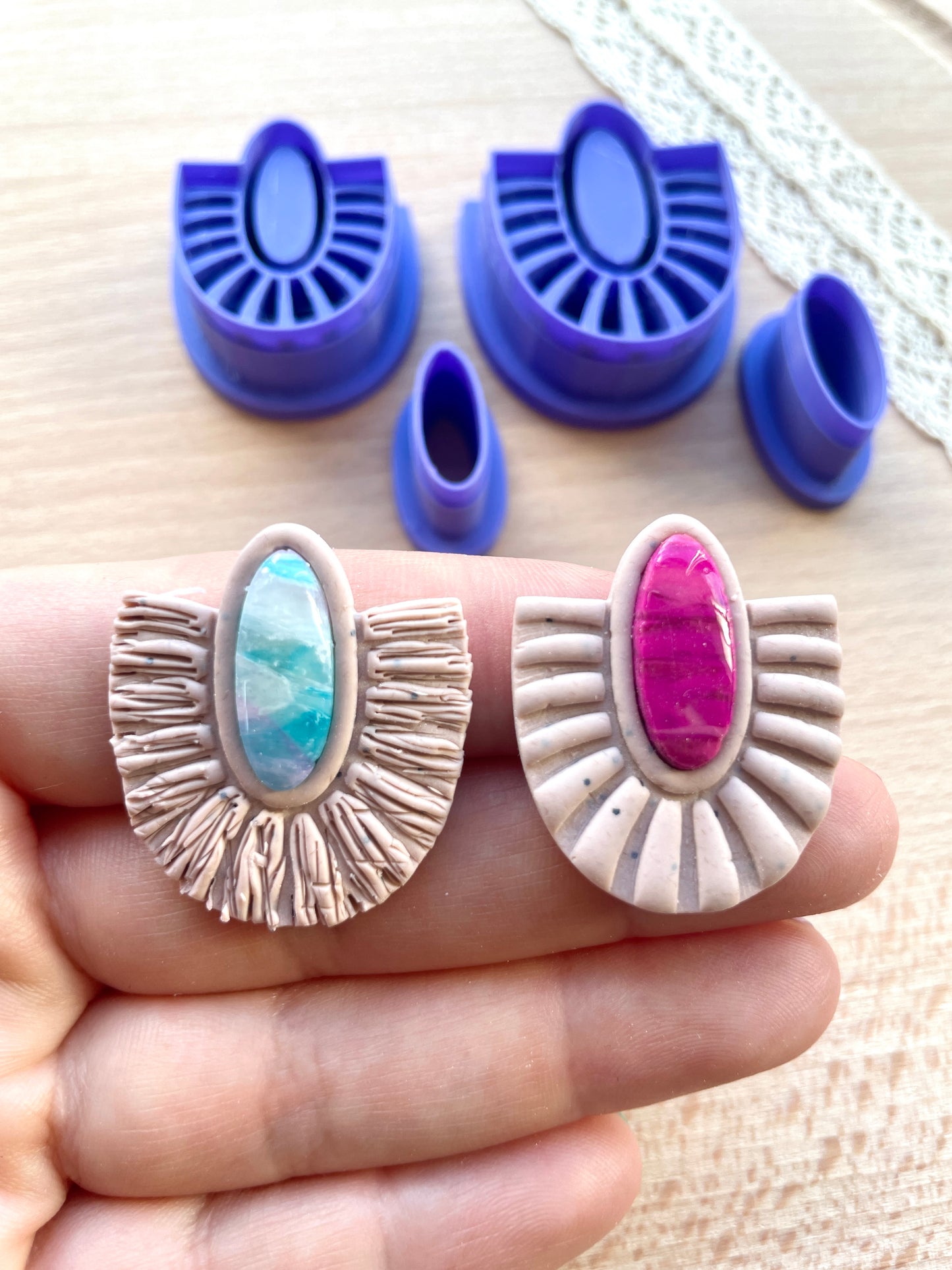 Bezel earring clay cutter, Macrame Bezel earring clay cutter, Faux stone clay cutter set