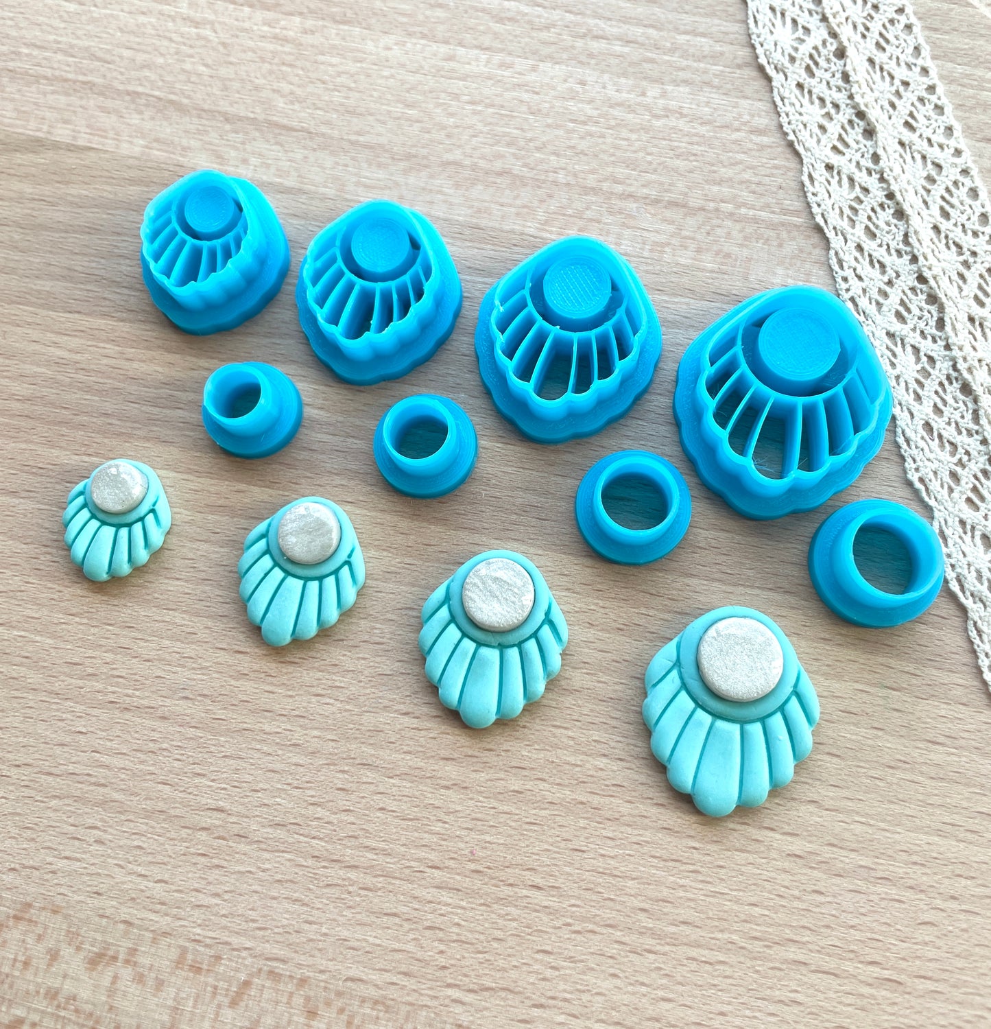 Seashell bezel earring clay cutter, Polymer clay cutter