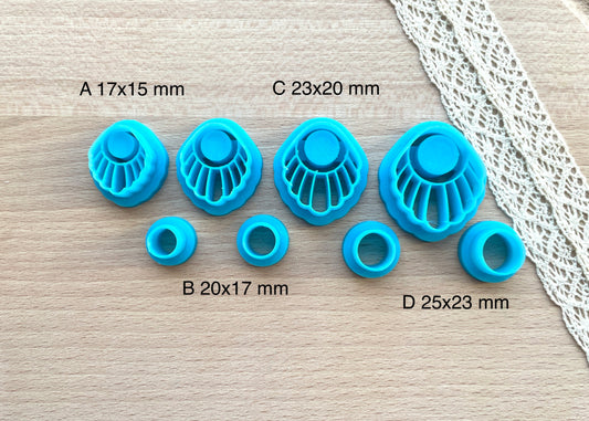 Seashell bezel earring clay cutter, Polymer clay cutter