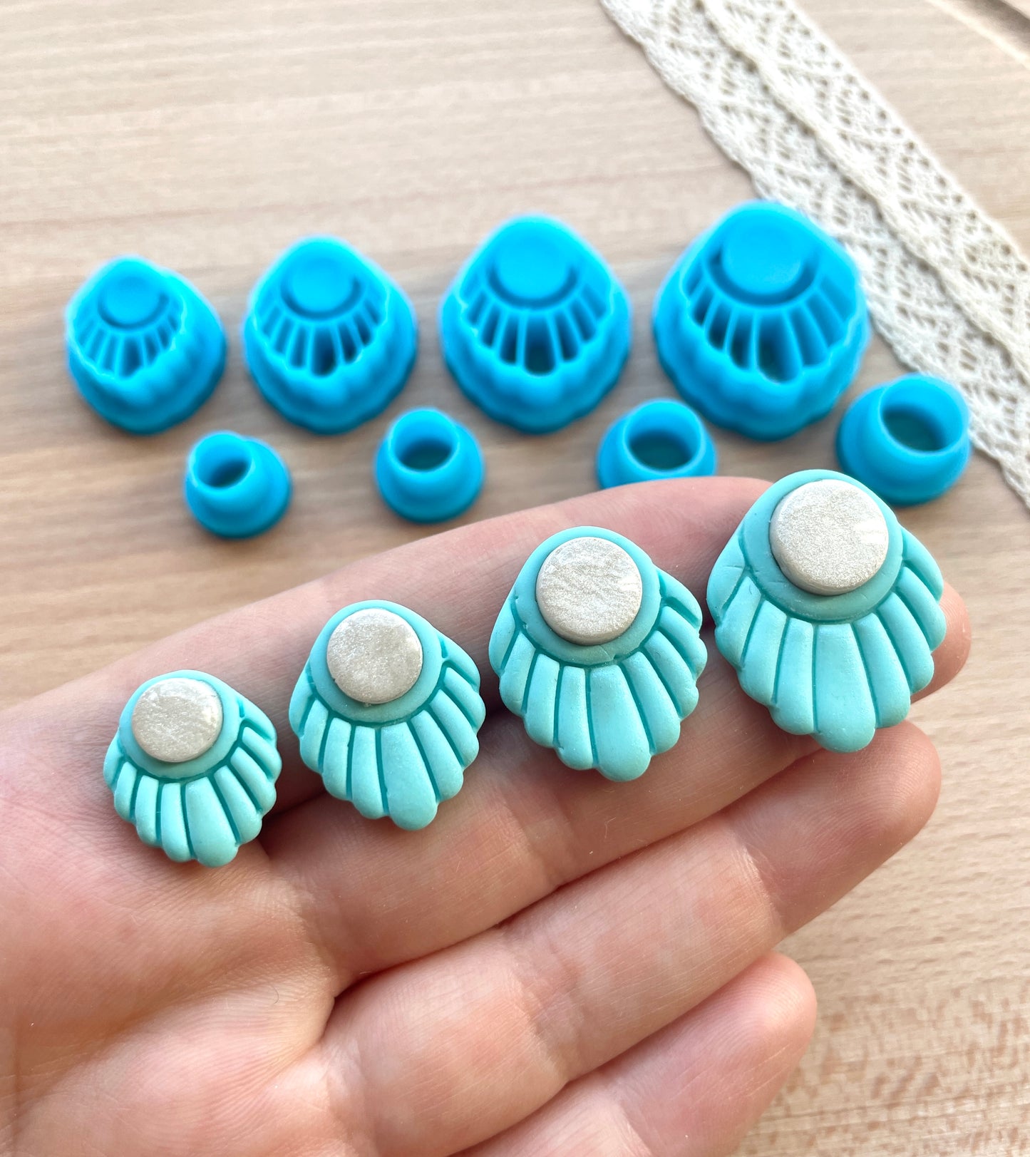 Seashell bezel earring clay cutter, Polymer clay cutter