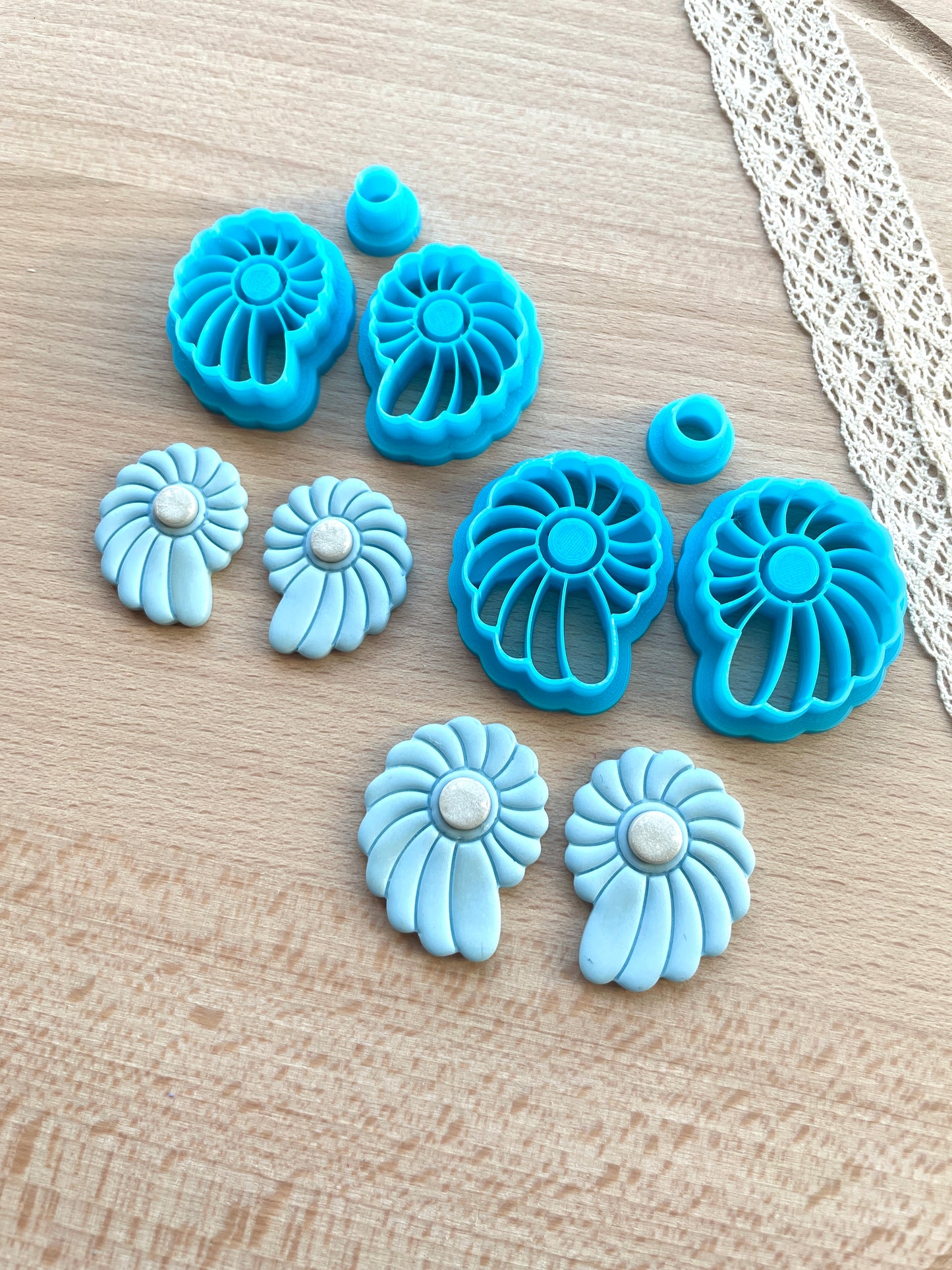 Seashell bezel earring clay cutter, Polymer clay cutter