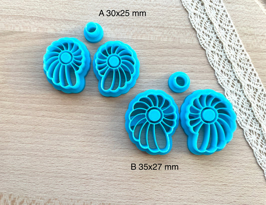 Seashell bezel earring clay cutter, Polymer clay cutter