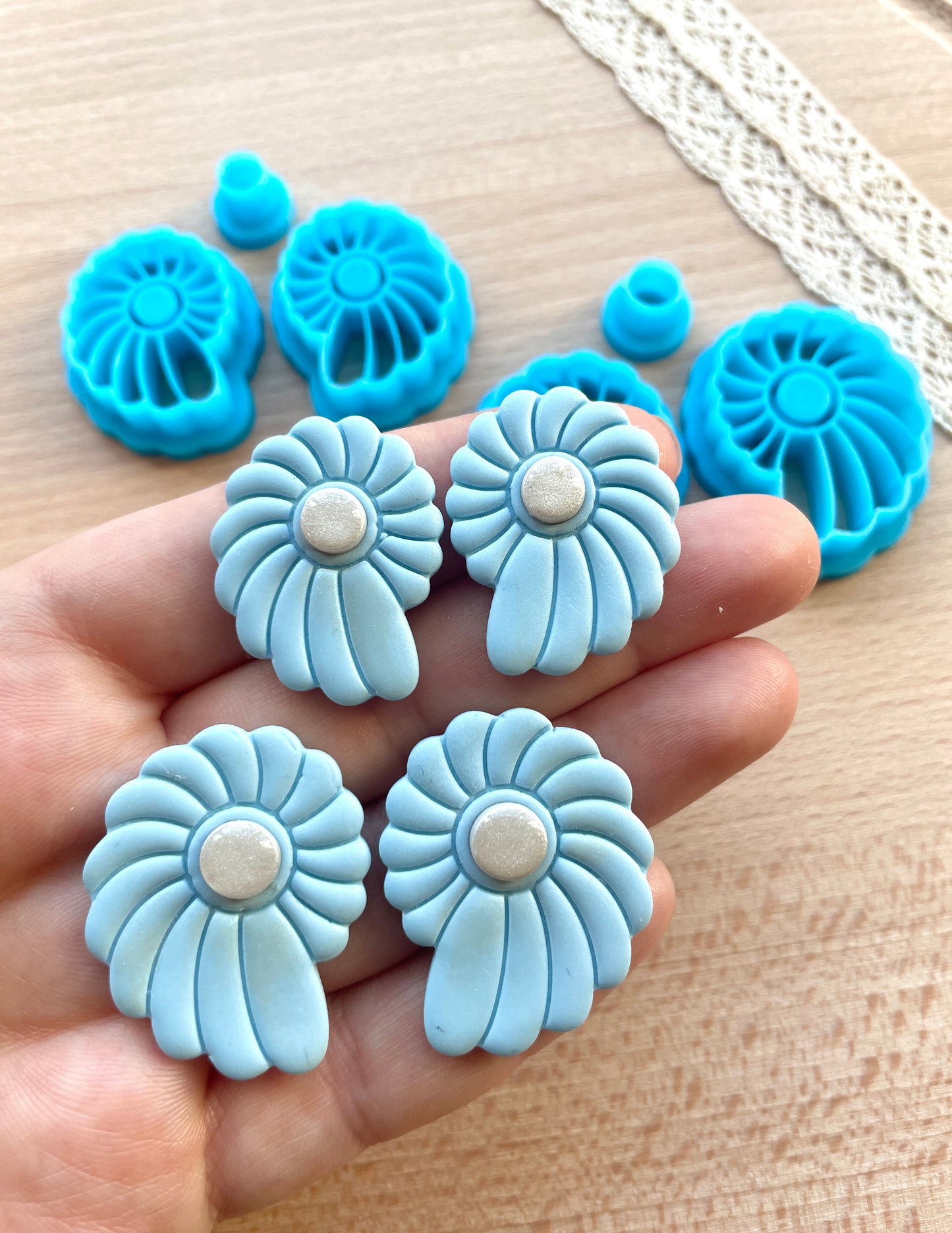 Seashell bezel earring clay cutter, Polymer clay cutter