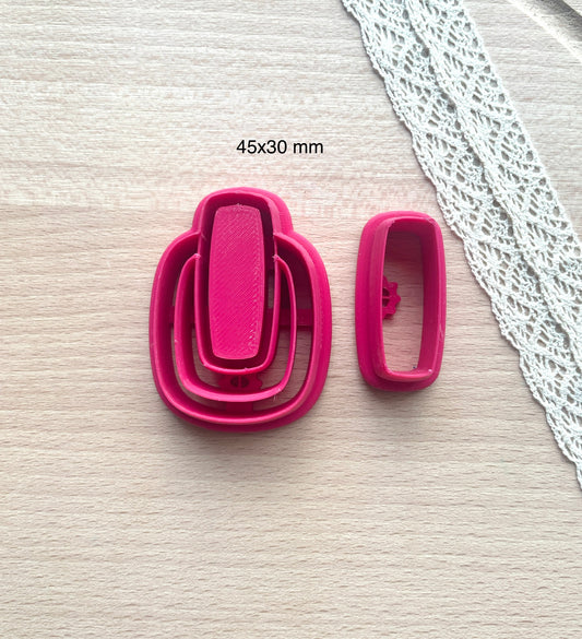 Bezel earring clay cutter, Faux stone clay cutter set