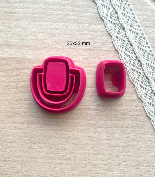 Bezel earring clay cutter, Faux stone clay cutter set