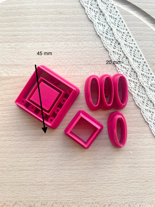 Bezel dangle earring clay cutter, Faux stone clay cutter set