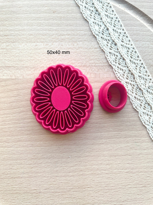 Bezel flower stud earring clay cutter, Faux stone clay cutter set