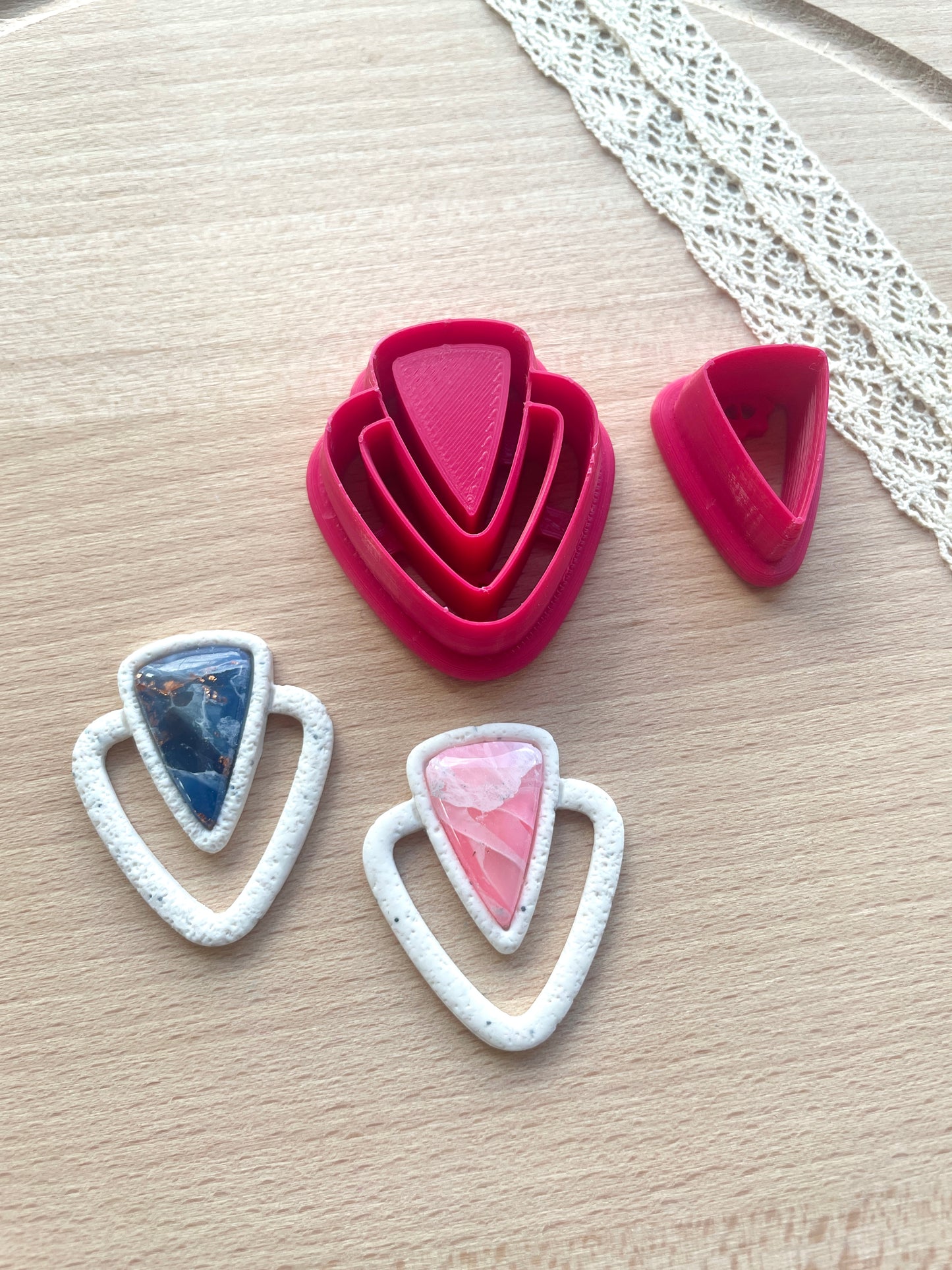 Bezel earring clay cutter, Faux stone clay cutter set